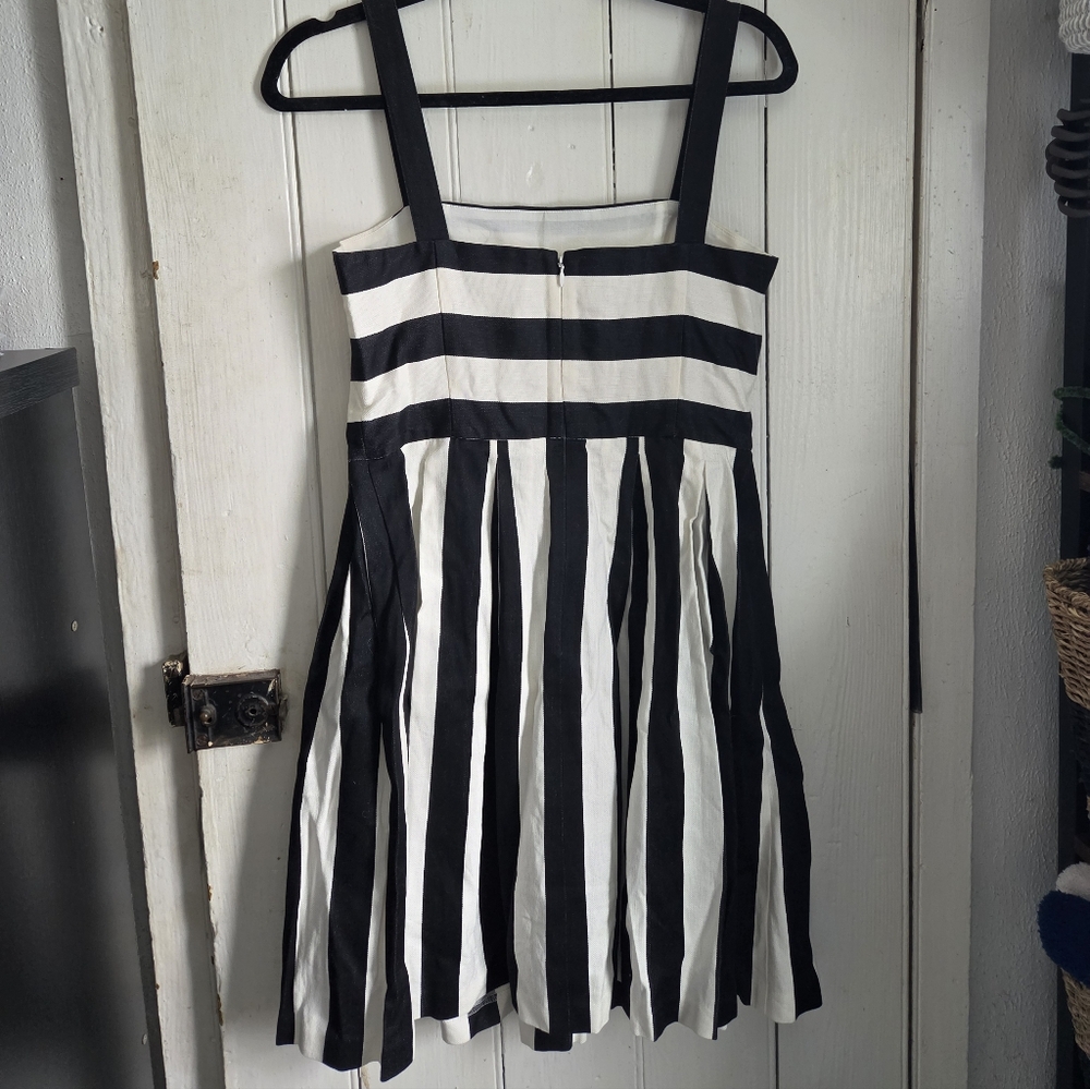 Ann Taylor LOFT Black & White Striped Dress - Cotton/Linen Blend - Picture 3 of 6